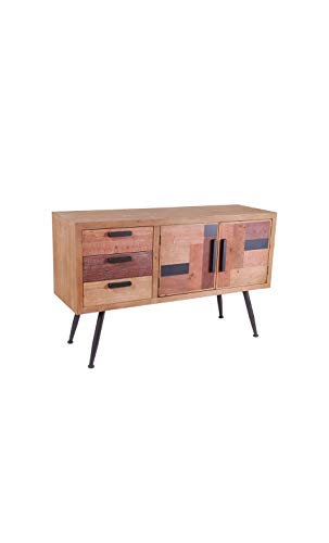 Socadis Yukon - Cassettiera in legno e metallo, 2 ante, 3 cassetti