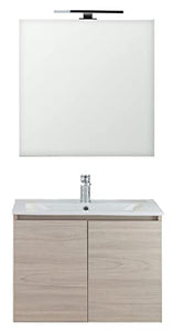 bonussi Mobile Bagno Sospeso 60 cm Lavabo e Specchio Connor Olmo Chiaro