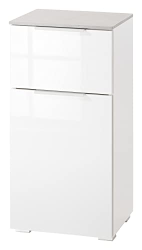 Composad Mobiletto stretto Galaverna anta e cassetto con top Grigio Cemento