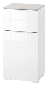Composad Mobiletto stretto Galaverna anta e cassetto con top Grigio Cemento