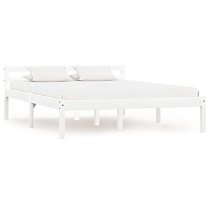 BIGTO - Struttura per letto in legno di pino massello, per camera da letto, colore: bianco, 140 x 200 cm