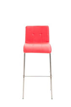 CLP Sgabello Alto Bar Kado Impilabile Trapuntato In Similpelle Con Schienale Gambe Squadrate In Metallo Alt. 78 CM, Colore:rosso, Colore del telaio:acciaio inossidabile
