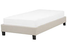 Beliani Letto Imbottito Tessuto Beige Senza testiera Rete a doghe 90 x 200 cm Roanne