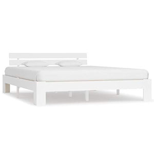 BIGTO - Struttura per letto in legno di pino massiccio, per camera da letto, stile C, colore: bianco, 160 x 200 cm