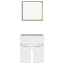 vidaXL Set Mobili da Bagno 2 pz Bianco e Rovere Sonoma in Truciolato