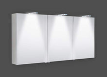 Generisch Terra - Armadietto a specchio in alluminio, con luce a LED, pannello posteriore in vetro nero, 1200 x 700 x 155 mm
