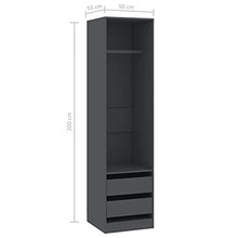 FAMIROSA Armadio con Cassetti Grigio 50x50x200 cm in Truciolato