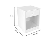 Leomark comodino classico per cameretta con cassetto e scompartimento apertoin, cassettiera per bambini in legno, colore bianco, dimensioni: 34cm x 33,5cm x 40cm (LxPxA)