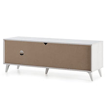 VS Venta-stock Mobile TV Koln 2 Porte e 1 cassetto, Color Bianco Spazzolato e Legno, 136,5 cm (Larghezza) 40 cm (profonditá) 48,5 cm (Altezza)