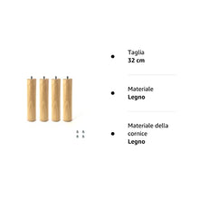 Cortassa Set 4 Piedi per Rete a Doghe Gambe Letto Universali in Legno di Faggio (32 cm), Marrone