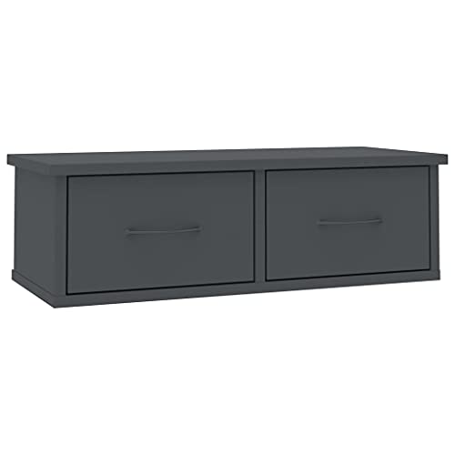 vidaXL Scaffale con Cassetti a Parete Robusto Salvaspazio Moderno Elegante Mobile Pensile Armadietto Grigio 60x26x18,5 cm in Truciolato