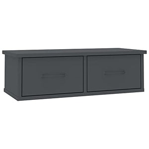 vidaXL Scaffale con Cassetti a Parete Robusto Salvaspazio Moderno Elegante Mobile Pensile Armadietto Grigio 60x26x18,5 cm in Truciolato