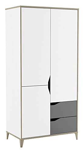 Demeyere Armadio guardaroba giovanile Genius bianco opaco e grigio chiaro camera da letto per bambini 185 x 89 x 50 cm