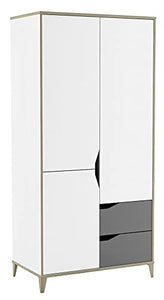 Demeyere Armadio guardaroba giovanile Genius bianco opaco e grigio chiaro camera da letto per bambini 185 x 89 x 50 cm