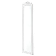 [en.casa] Specchio da Appoggio/Terra/Pavimento a Figura Intera Forma Rettangolare con Inclinazione Regolabile 160 x 40 cm Cornice in Eucalipto Stile Barocco - Bianco