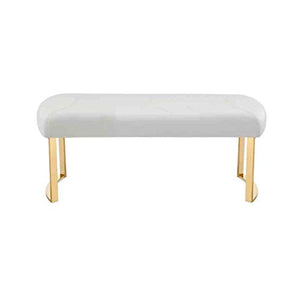 LXESWM Panca Ottomana Ottomano Banco Poggiapiedi Nordic Semplice Ferro Battuto Shoe Panchina Ecopelle Soggiorno Bedroom End Sgabello (Colore : White, Size : 60cm)