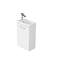 VBChome Das Lara Set 40 cm Bianco Lavabo Mobile da bagno in Bianco Lucido Superficie Piccolo Bagno degli ospiti Composto da Lavabo e Lavabo Sottile Mobili da Bagno per ospiti WC