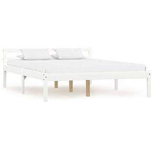 BIGTO - Struttura letto con 2 cassetti in legno di pino massello, mobili per camera da letto, 140 x 200 x 60 cm, colore: Bianco