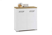 Stella Trading Comò 1 in Bianco con ripiano Superiore in Rovere Artisan, Materiale a Base di Legno, Gomera Kommode 1