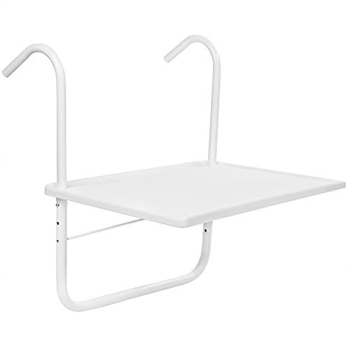 PrimeMatik - Tavolo Rettangolare in Polipropilene per Balcone 52x40cm Bianco
