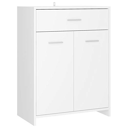 Festnight Armadio da Bagno, Mobiletto Bagno, Mobile Bagno Colonna, Mobiletto Salvaspazio, in Truciolato 60x33x80 cm Bianco