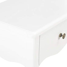 Tidyard Comodino in Legno Massello di Pino,Comodino con 1 Cassetto,Stile Francese Bianco 40x30x50 cm