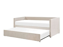 Beliani Letto da Giorno con Rotelle 90 x 200 cm in Velluto Beige Chiaro Troyes