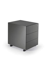 D-Segno Cassettiera Scrivania Made in Italy, 3 Cassetti, Cassettiera Ufficio con Chiave, Cassettiera con Ruote e dotata di sistemi di Chiusura Anti Ribaltamento, 54x42x53cm (Grigio Ombra)