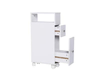 MAIMAITI Mobile Bagno Bianco con Ruote ，Ci Sono Due Piccoli cassetti，15 x 33 x 65 cm
