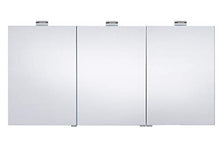 Generisch Terra Focus - Armadietto con specchio in alluminio, luce a LED, pannello posteriore in vetro nero, 1500 x 700 x 155 mm