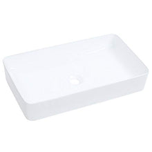Zerone Lavabo rettangolare in ceramica, moderno da appoggio, per cucine, 61 x 35 x 10 cm, bianco