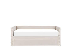 Beliani Letto da Giorno con Rotelle 90 x 200 cm in Velluto Beige Chiaro Troyes