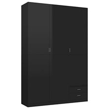 vidaXL Armadio a 3 Ante Nero Lucido 120x50x180 cm in Truciolato