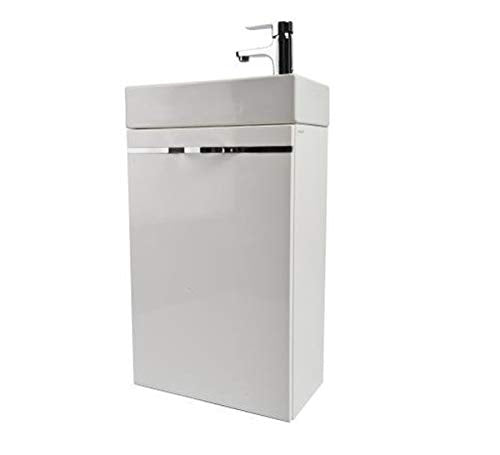 VBChome Mobili da bagno in bianco, 3 in 1, superficie lucida, piccolo bagno per gli ospiti, composto da lavandino e lavabo, mobili da bagno sottili per ospiti