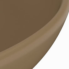 vidaXL Lavandino Lusso Lavello per Bagno Lavabo per Toilette Sanitari Prodotti per Bagno Vaschetta Rotondo Crema Opaco 32,5x14 cm in Ceramica