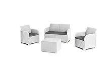 Keter Rosalie Lounge Set con Cuscini - Poltrone 65X63X74H Divano 113X65X74H Tavolino Contenitore 60X55X39H Bianco