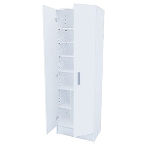 EGLEMTEK Alphabet Armadio Armadietto Multiuso A Colonna con 2 Ante e 8 Ripiani Ingresso Camera da Letto 59 x 37 x 180 Cm Colore Bianco
