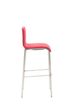 CLP Set 2 Sgabelli Kado Impilabili I Set Coppia Sgabelli Bar Fissi con Schienale E Poggiapiedi in Stoffa E Gambe Squadrate, Colore:Rosso, Colore del Telaio:Acciaio Inossidabile