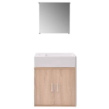 vidaXL Set 3 Mobili da Bagno armadietto Specchio lavabo lavandino Elegante Beige