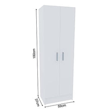 EGLEMTEK Alphabet Armadio Armadietto Multiuso A Colonna con 2 Ante e 8 Ripiani Ingresso Camera da Letto 59 x 37 x 180 Cm Colore Bianco