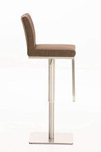 CLP Sgabello Bar Panama In Tessuto I Sgabello Alto Girevole E Regolabile 58-82 CM, Colore:marrone, Colore del telaio:acciaio inossidabile