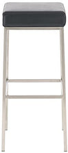 CLP Sgabello Bar Montreal Imbottito In Similpelle I Sgabello Panchetto Design Cucina o Bar Telaio 4 Gambe Alt 85 CM, Colore:nero, Colore del telaio:acciaio inossidabile