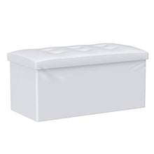 Rebecca Mobili Puff contenitore poggiapiedi moderno, seduta sedia bianca, arredamento casa salotto, living - Misure 38 x 76 x P 38 cm (HxLxP) - Art. RE4620