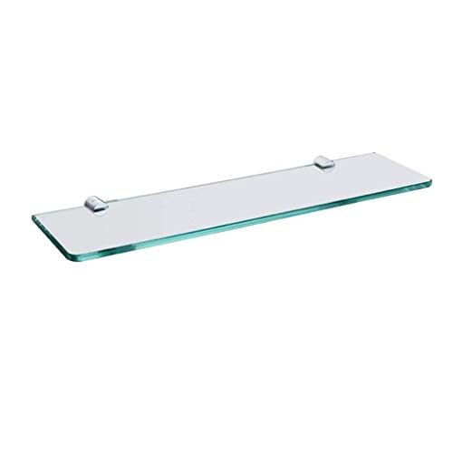 XBSXP Mensola in Vetro per Bagno, Supporto a Parete Rettangolare Cromato Lucido con Staffa in Vetro temperato - 50 cm