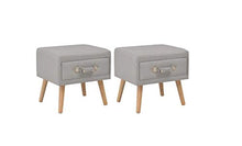 Comodino Bianco con Cassetto,2 PezziCassettiera con Cassetti da Letto in Tessuto+legno Cassettiera Camera da Letto Comodino con Cassetto e Scompartimento Aperto Supporta 40x 35x40cm Grigio