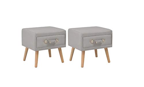 Comodino Bianco con Cassetto,2 PezziCassettiera con Cassetti da Letto in Tessuto+legno Cassettiera Camera da Letto Comodino con Cassetto e Scompartimento Aperto Supporta 40x 35x40cm Grigio