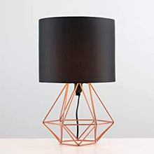 MiniSun - Lampada da Tavolo Moderna Scandinava- Base Originale a Forma di Gabbia in Rame con Paralume Nero - Illuminazione per Interni