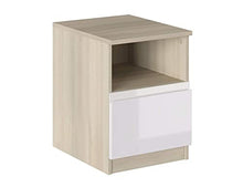 Iconico Home MIK Modern, Comodino con cassetto e vano a giorno, Camera da letto, Cameretta ragazzi, 40x44,5xh53,5 cm, Rovere