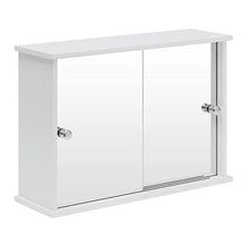 EUGAD Mobiletto Pensile da Bagno con Specchio Armadietto Bianco Lucido da Lavabo con Due Porte 55x14x36cm 0021WY