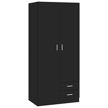 Cikonielf - Guardaroba con 2 ante e 2 cassetti per camera da letto, 80 x 52 x 180 cm, colore: nero lucido